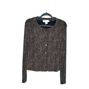Leopard print blouse cardigan vintage Ronni Nicole II by Quida brown size 16